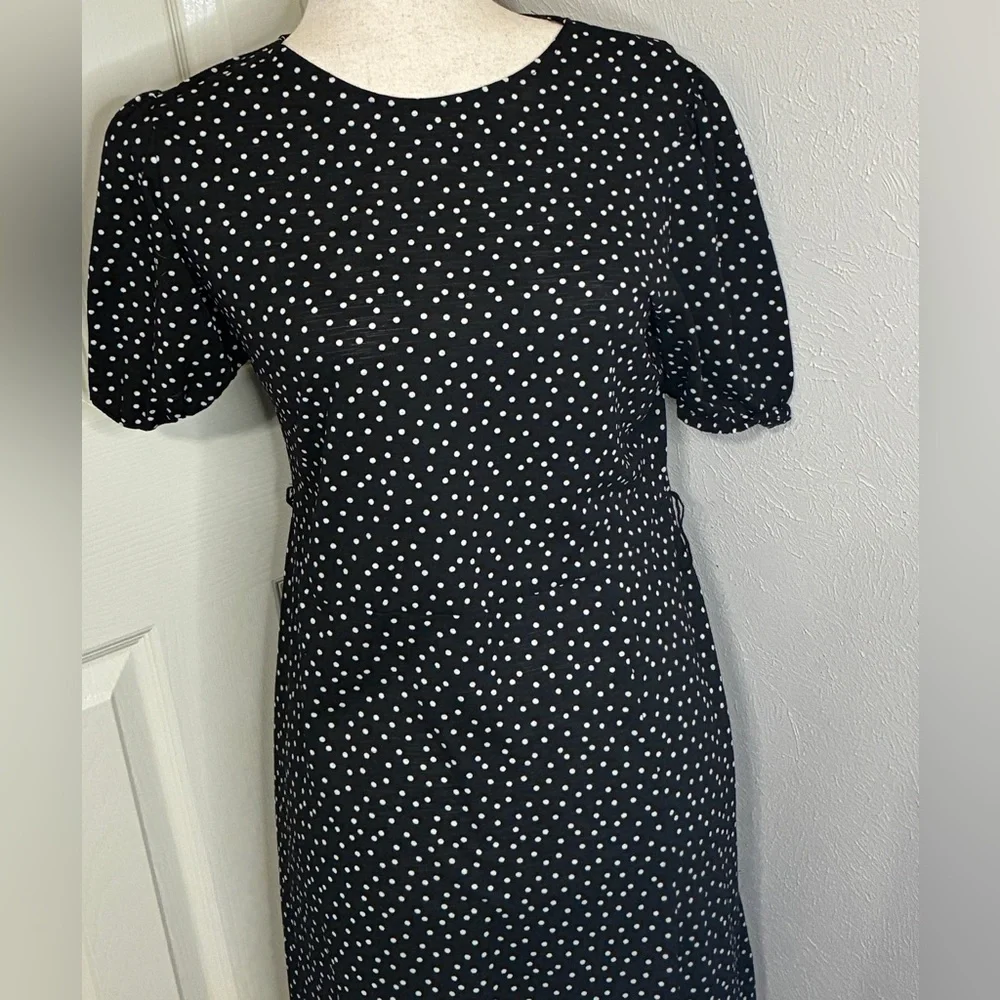 Zara Black/White Polka Dots Midi Dress. Size L. Classy. Feminine. Charming. - Picture 2 of 8